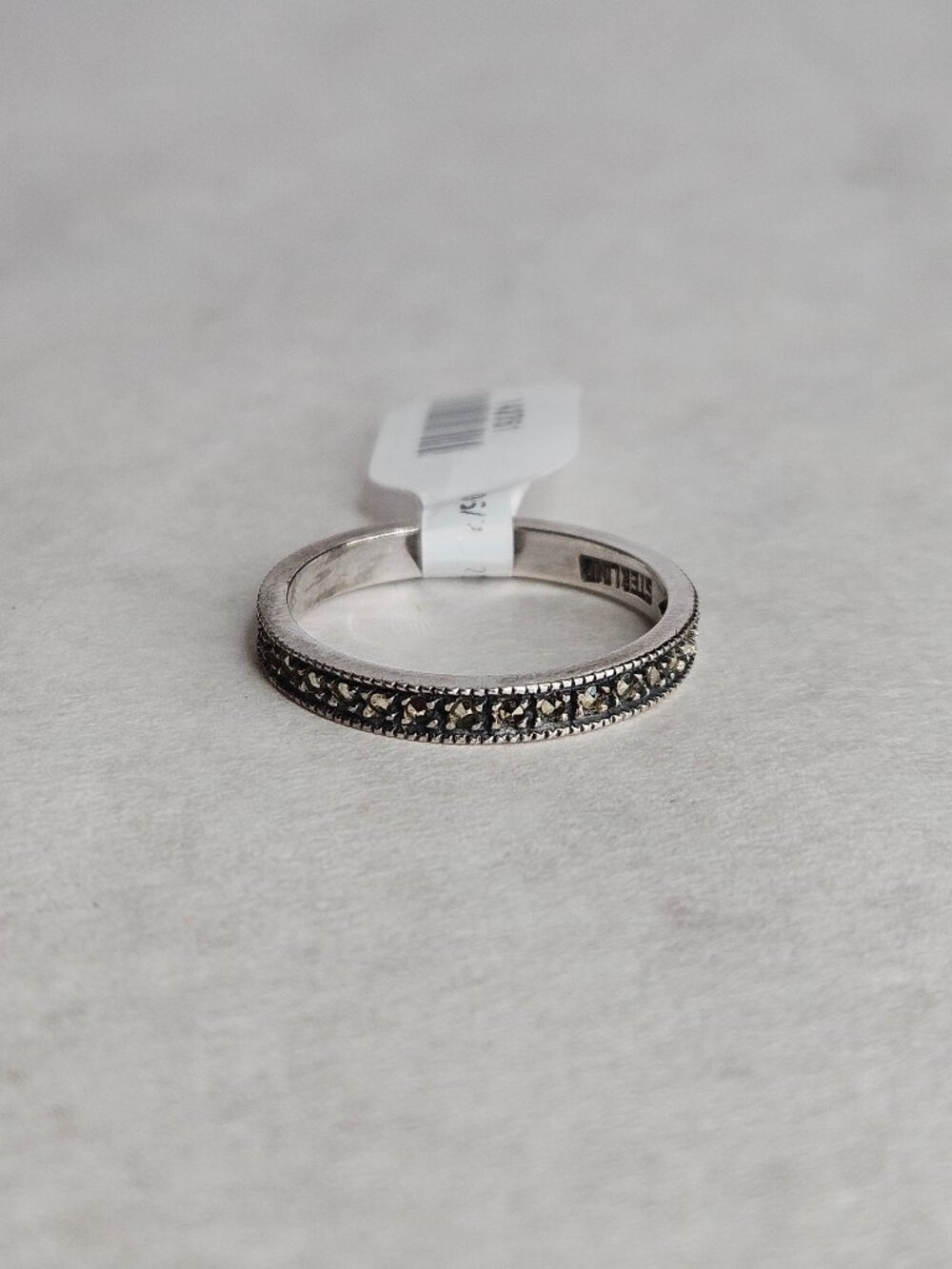 Judith Jack 925 Sterling Silver Marcasite Band Ring 3mm Size 10